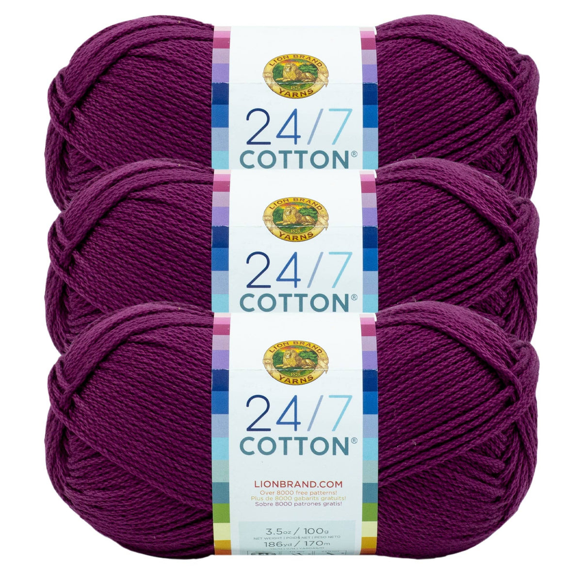 Lion Brand Yarn 24/7 Cotton Purple