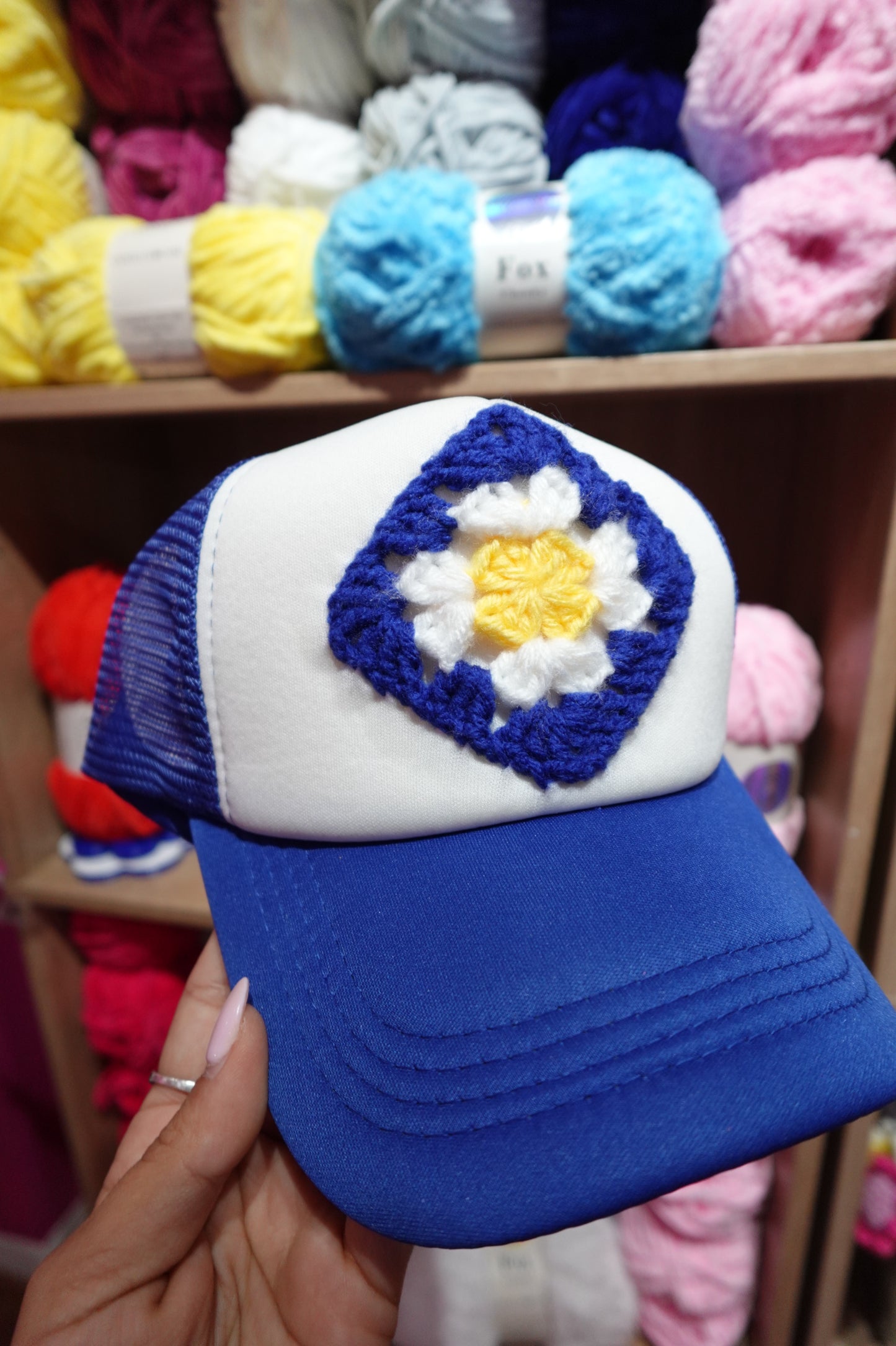 Blue Granny Square Hat