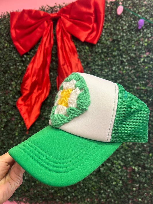 Green Granny Square Hat - Crocheter & Knitter Gift