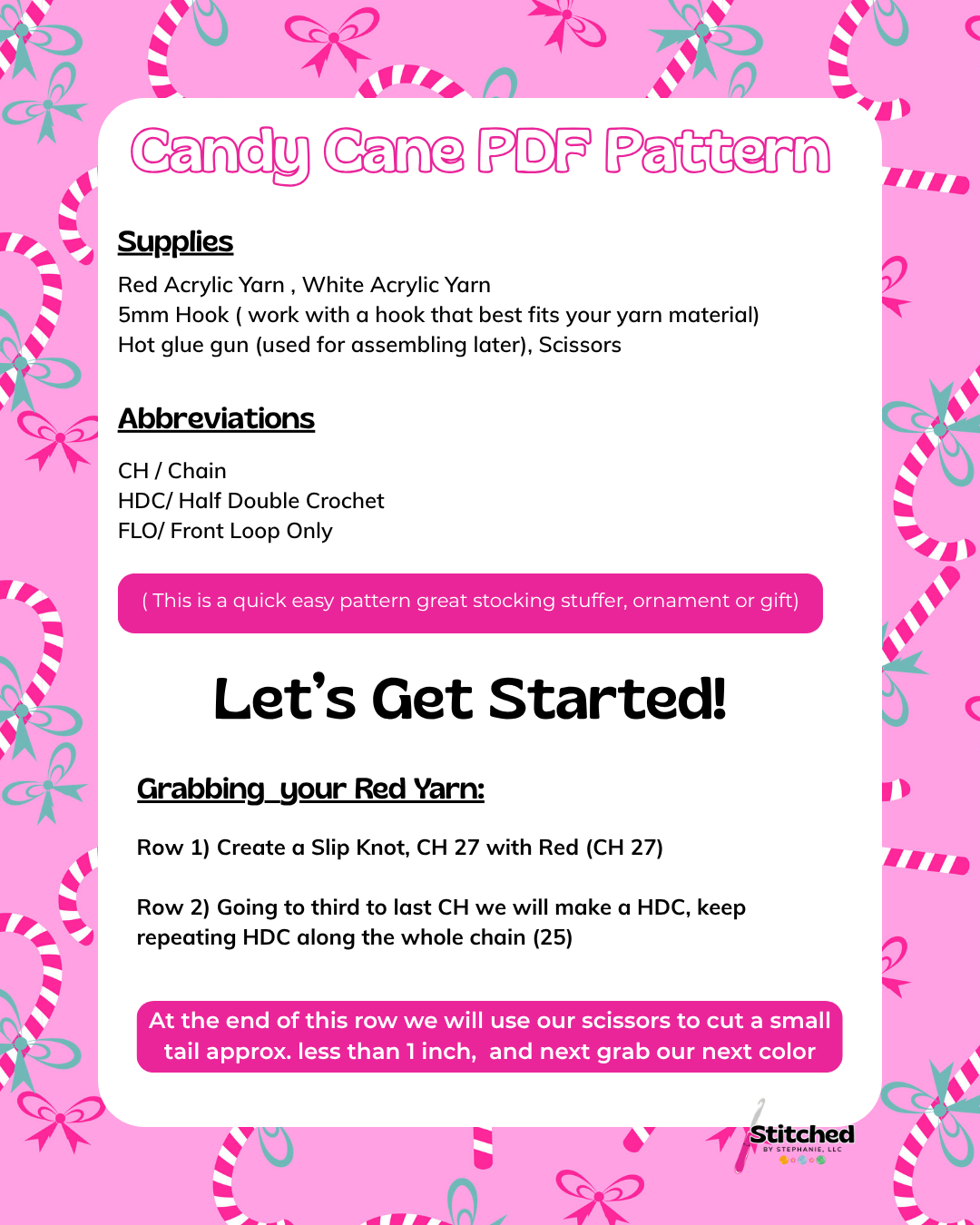 Easy Crochet Candy Cane Pattern, Holiday Decor & Market Prep,  Step-by-Step Tutorial