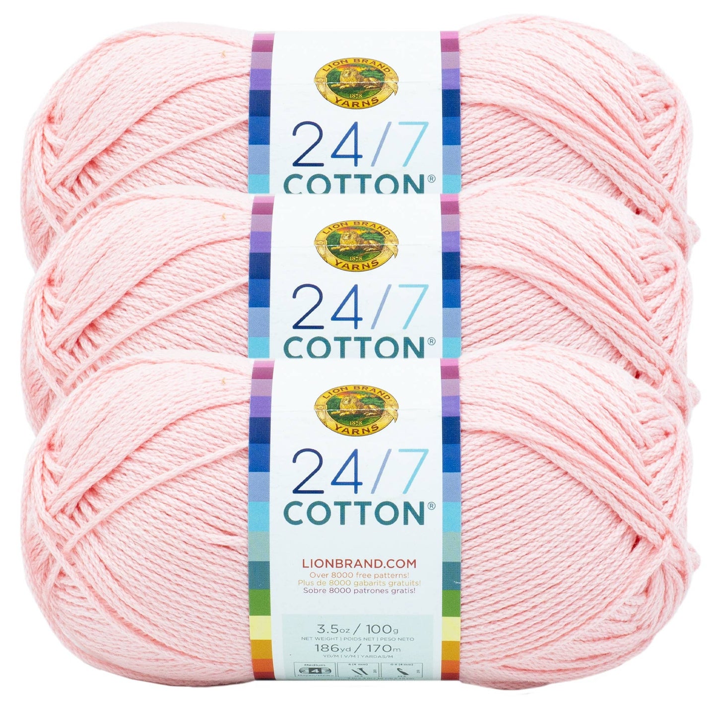 Lion Brand Yarn 24/7 Cotton Pink Lemonade