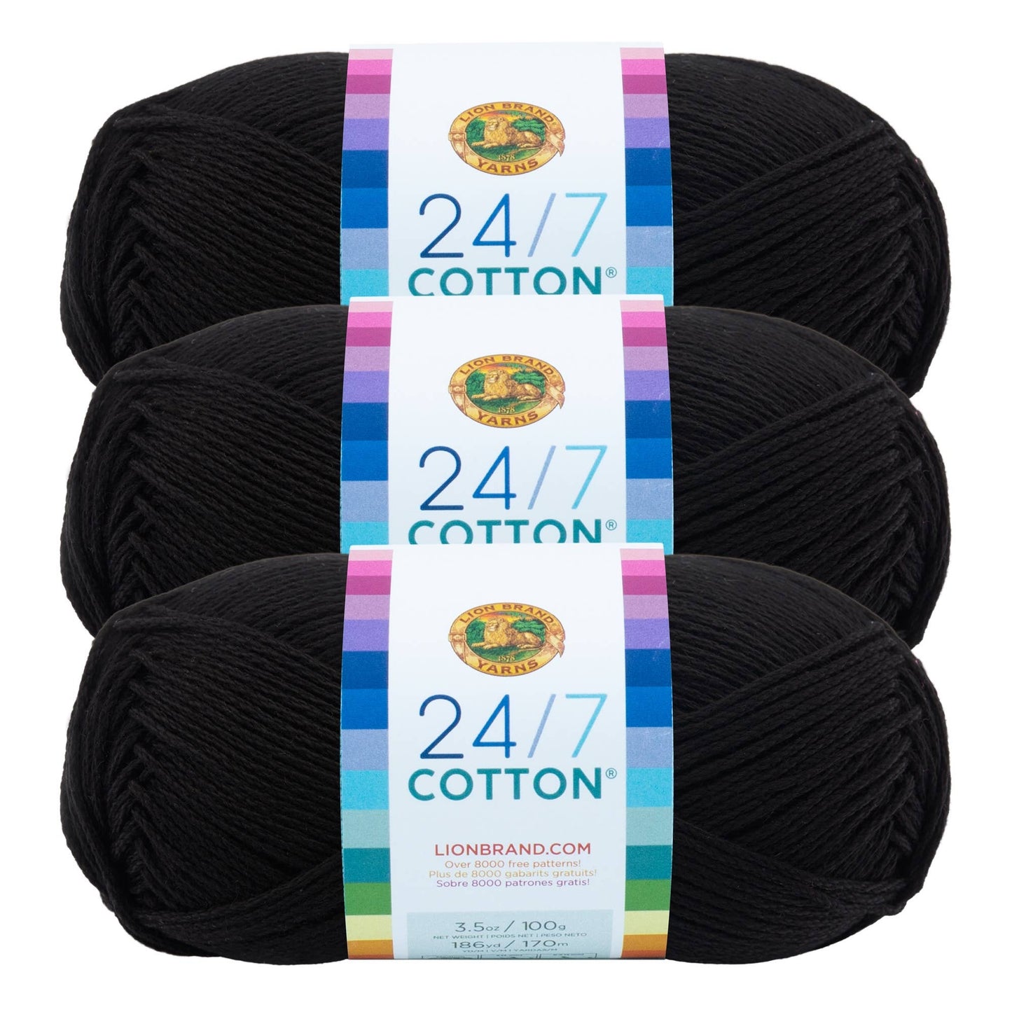 Lion Brand Yarn 24/7 Cotton Black