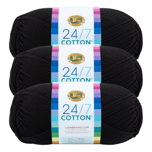 Lion Brand Yarn 24/7 Cotton Black