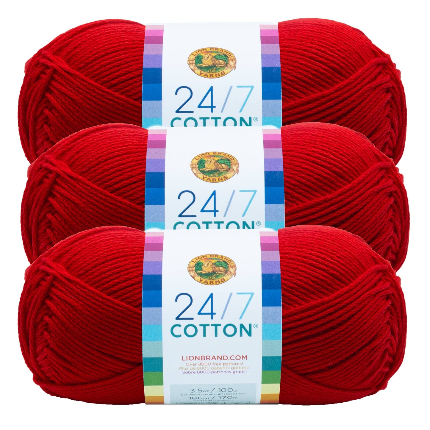 Lion Brand Yarn 24/7 Cotton Red