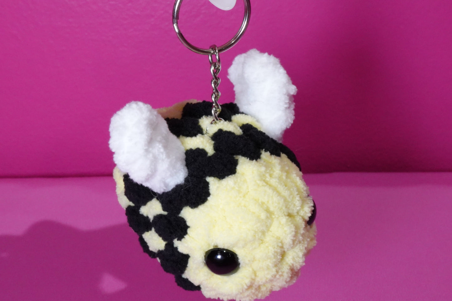 Handmade Crochet Bumble Bee Plushie - Soft Amigurumi Bee Backpack Charm & Gift