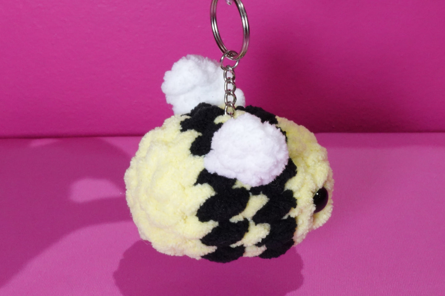Handmade Crochet Bumble Bee Plushie - Soft Amigurumi Bee Backpack Charm & Gift