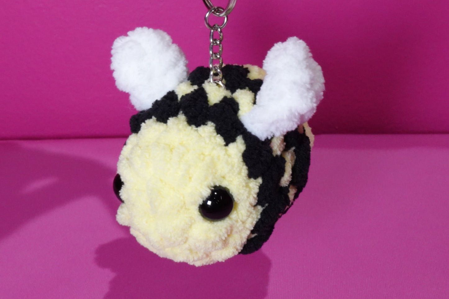 Handmade Crochet Bumble Bee Plushie - Soft Amigurumi Bee Backpack Charm & Gift