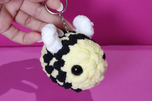 Handmade Crochet Bumble Bee Plushie - Soft Amigurumi Bee Backpack Charm & Gift
