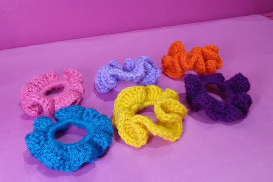 Crochet Scrunchies – Soft No-Tug Hair Accessory in Multiple Colors