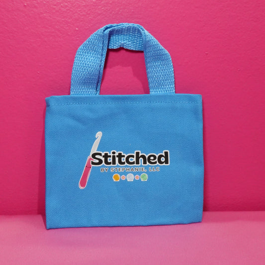Stitched by Stephanie Mini Canvas Tote – The Perfect Plushie Gift Bag Blue