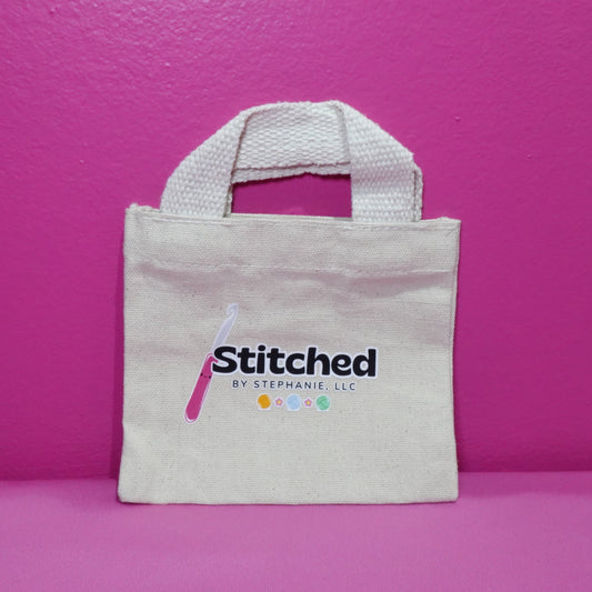 Stitched by Stephanie Mini Canvas Tote – The Perfect Plushie Gift Bag Beige