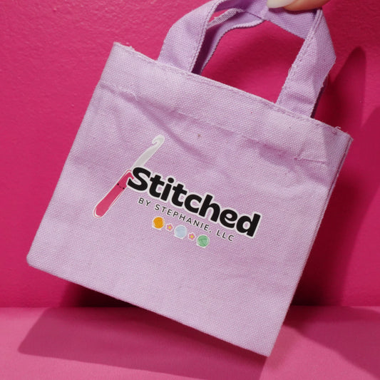 Stitched by Stephanie Mini Canvas Tote – The Perfect Plushie Gift Bag Purple