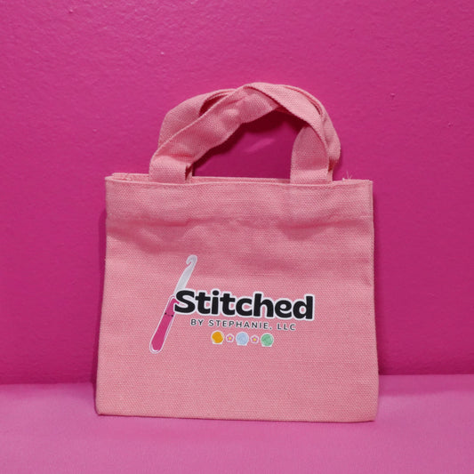 Stitched by Stephanie Mini Canvas Tote – The Perfect Plushie Gift Bag Salmon