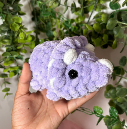 Crochet Triceratops Plushie Purple Dinosaur