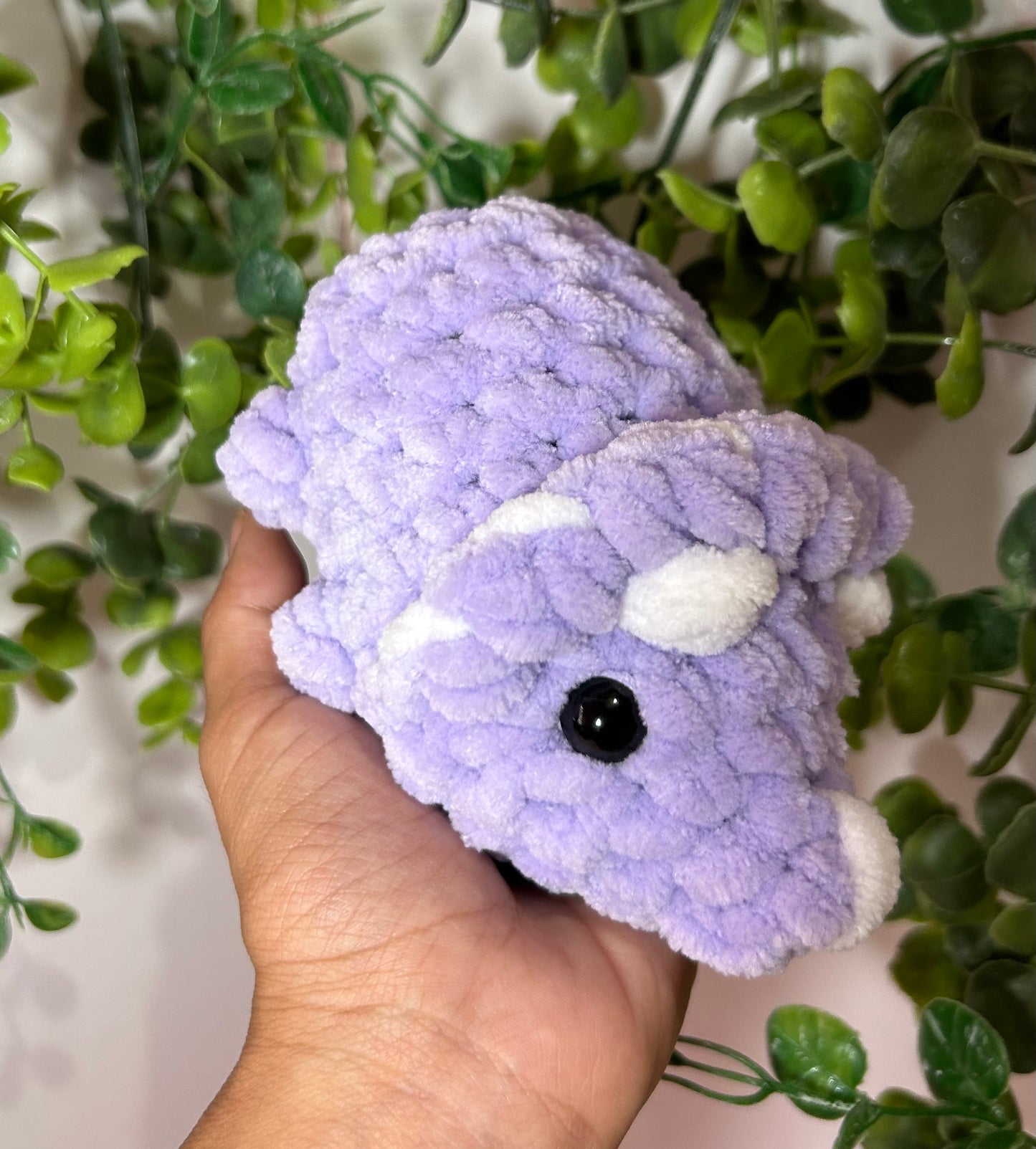 Crochet Triceratops Plushie Purple Dinosaur