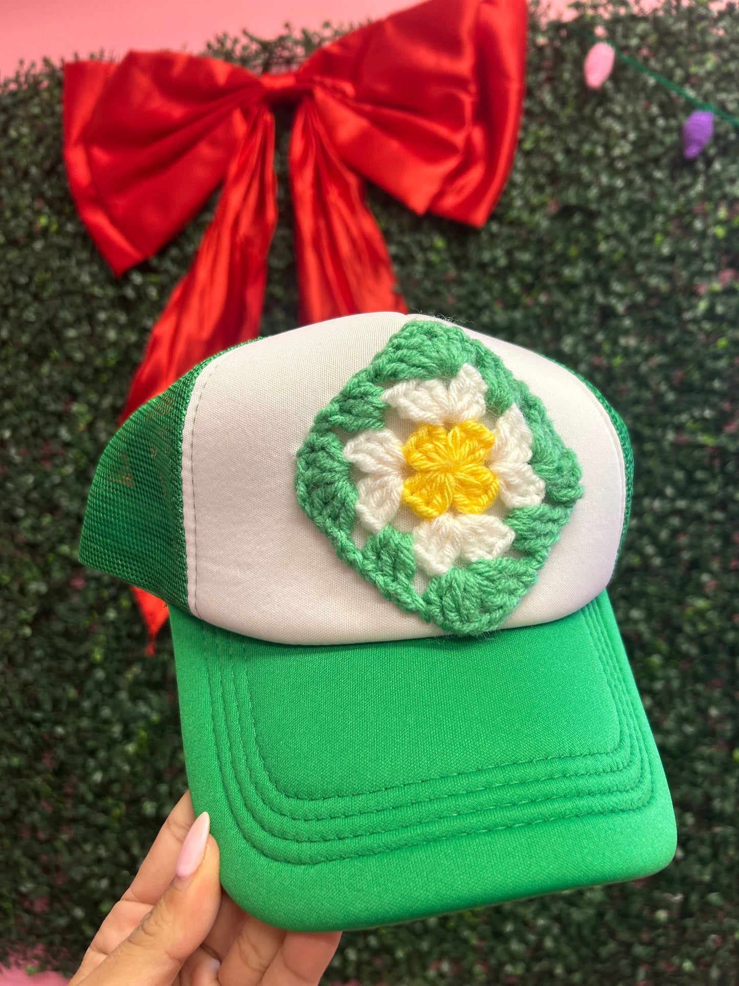 Green Granny Square Hat - Crocheter & Knitter Gift