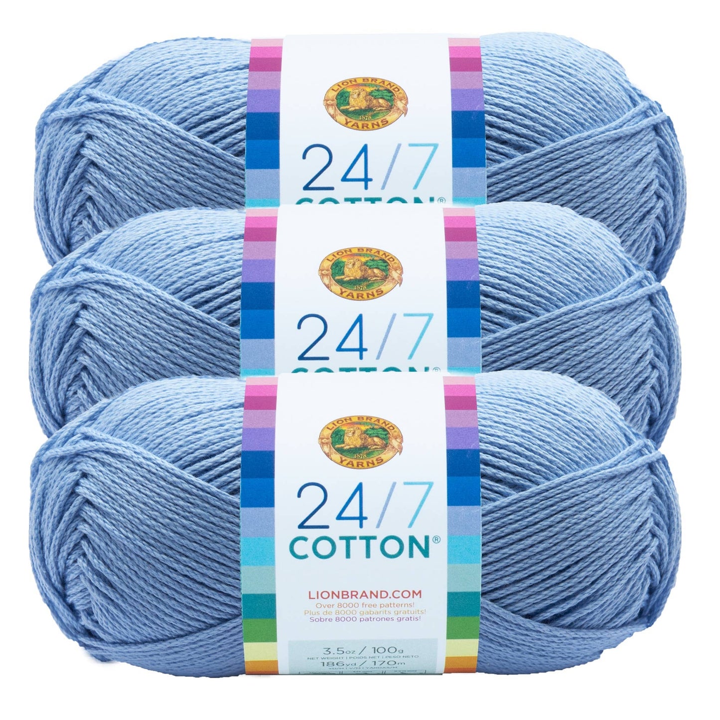Lion Brand Yarn 24/7 Cotton Sky