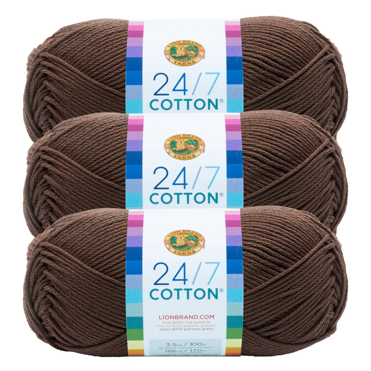 Lion Brand Yarn 24/7 Cotton Coffee Beans